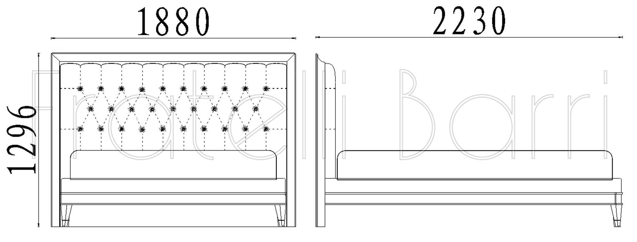 Кровать с решеткой отделка жемчужный белый лак, ткань Anyzo-01 с рисунком