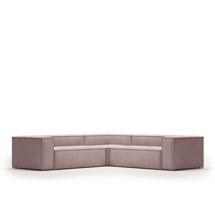 Диван La Forma (ех Julia Grup) Угловой 4-х местный диван Blok 290 x 290 cm розовый вельвет арт. 102401
