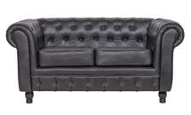 Диван MAK interior Дизайнерские кожаные диваны Chesterfield black leather 2S арт. 7LV24004-2-BGL