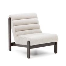 Кресло La Forma (ех Julia Grup) Magira Кресло из белой ткани букле и массива дуба с темной отделкой арт. 178174
