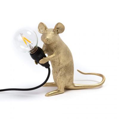 Лампа Seletti Настольная лампа Mouse Lamp Sitting GOLD USB арт. 15231