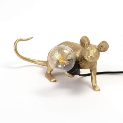 Лампа Seletti Настольная лампа Mouse Lamp Lyie Down Gold USB арт. 15232