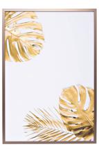 Подарок Garda Decor 89VOR-MONSTERA GOLDEN-1 Холст "Золотые листья монстеры-1" 100х70 см, багет( латунь),поталь арт. 89VOR-MONSTERA GOLDEN-1