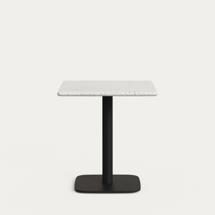 Стол барный La Forma (ех Julia Grup) Барный стол Saura из черного металла со столешницей из белой терраццо арт. 193320