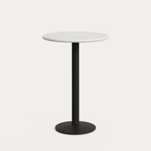 Стол барный La Forma (ех Julia Grup) Высокий барный стол Saura из черного металла со столешницей из белой терраццо арт. 193324