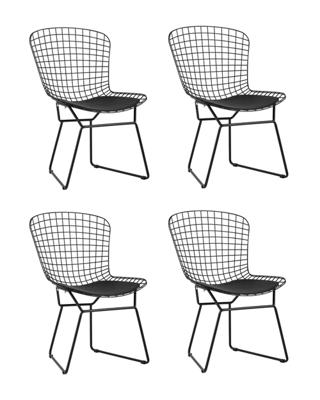 Стул Stool Group Стул обеденный Bertoia черный с черной подушкой 4 шт арт. УТ000037503