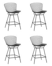 Стул Stool Group Стул полубарный с низкой спинкой Bertoia, черный, с черной подушкой 4 шт арт. УТ000038450