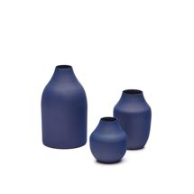 Ваза La Forma (ех Julia Grup) Pubol Набор из 3-х металлических ваз синего цвета 10 см 14 см 20 см арт. 157185