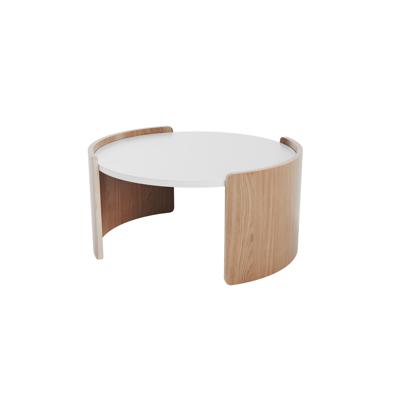 Мебель Ellipsefurniture Столик Lagom D 65 см высота 32 см (белый, натуральный дуб) арт. LG010301580301