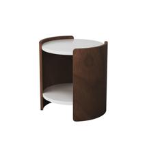 Мебель Ellipsefurniture Столик Lagom D 43 см высота 45 см (белый, орех) арт. LG010301560301